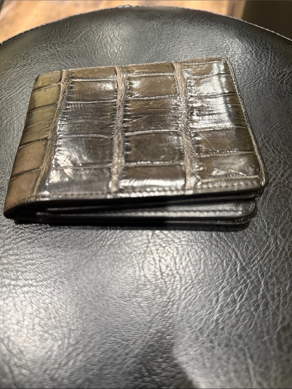 London Fog Croc-Embossed Money Clip Wallet - Dark Brown